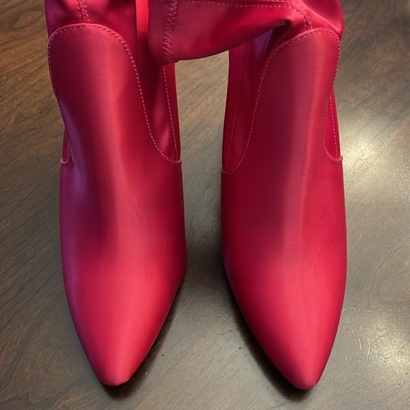 Satin Fuschia Booties by Express - Picture 3 of 16